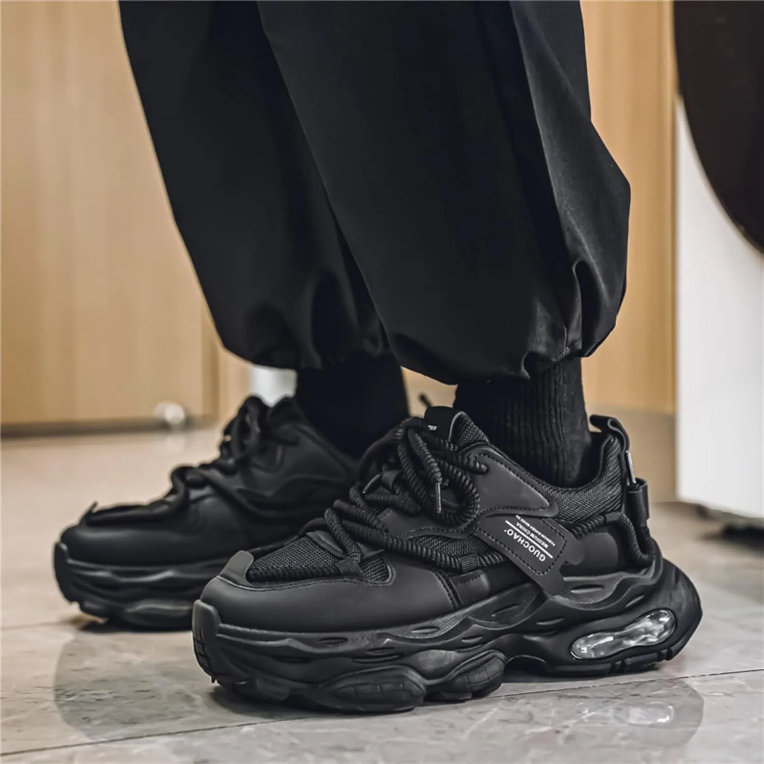 Men's Multi - Function Footwear: Running, Training, Walking & Athletic Shoes. Air - Cushioned, Mesh - Leather Spliced Upper, Shock - Absorbing & Breathable