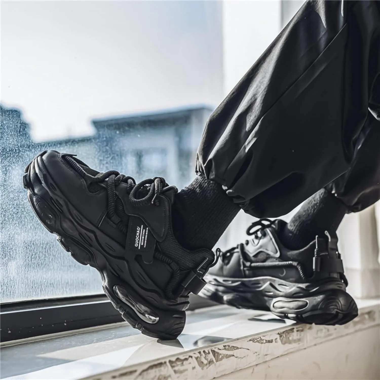 Men's Multi - Function Footwear: Running, Training, Walking & Athletic Shoes. Air - Cushioned, Mesh - Leather Spliced Upper, Shock - Absorbing & Breathable