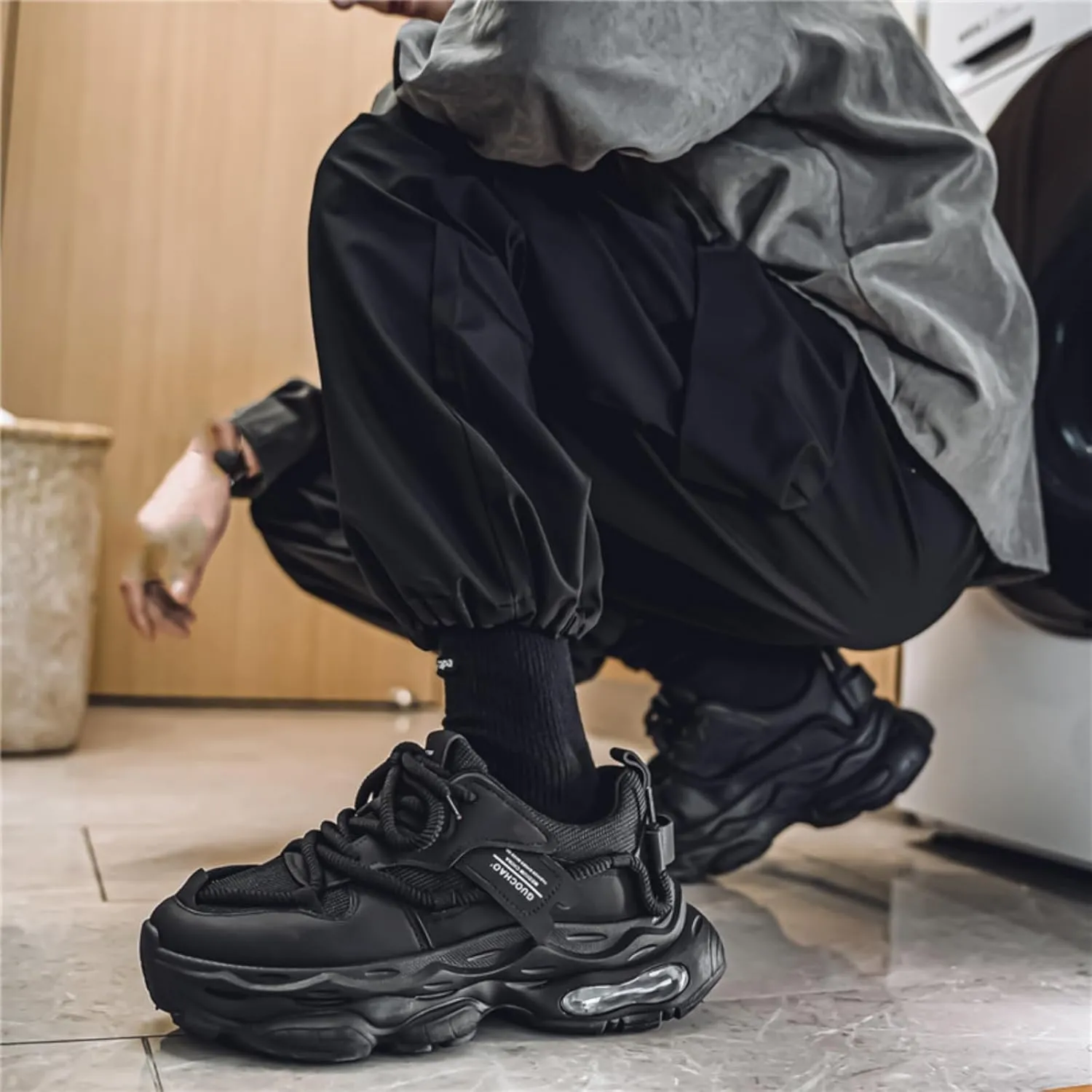 Men's Multi - Function Footwear: Running, Training, Walking & Athletic Shoes. Air - Cushioned, Mesh - Leather Spliced Upper, Shock - Absorbing & Breathable