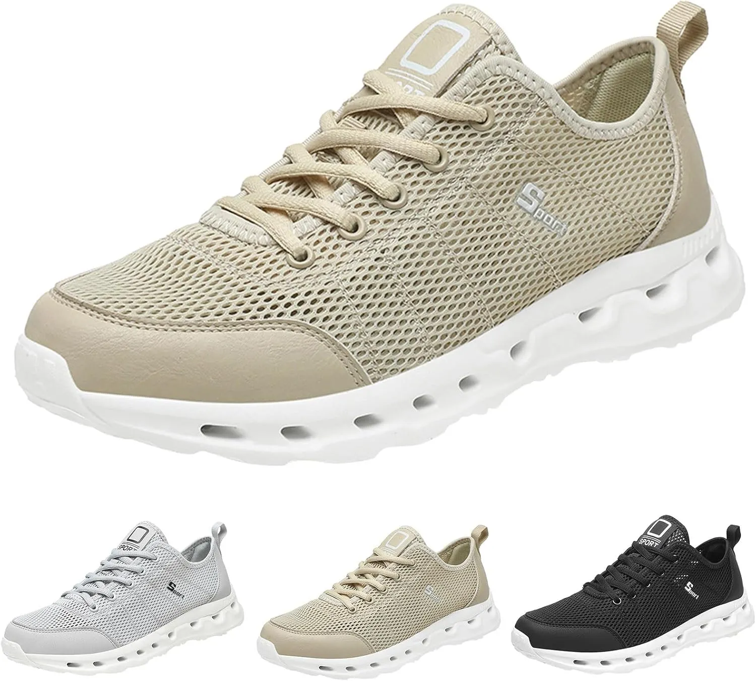 Men's Non Slip Tennis Sneakers Lightweight Breathable Walking Shoe Gym Tennis Breathable Lace Up Shoes for Men