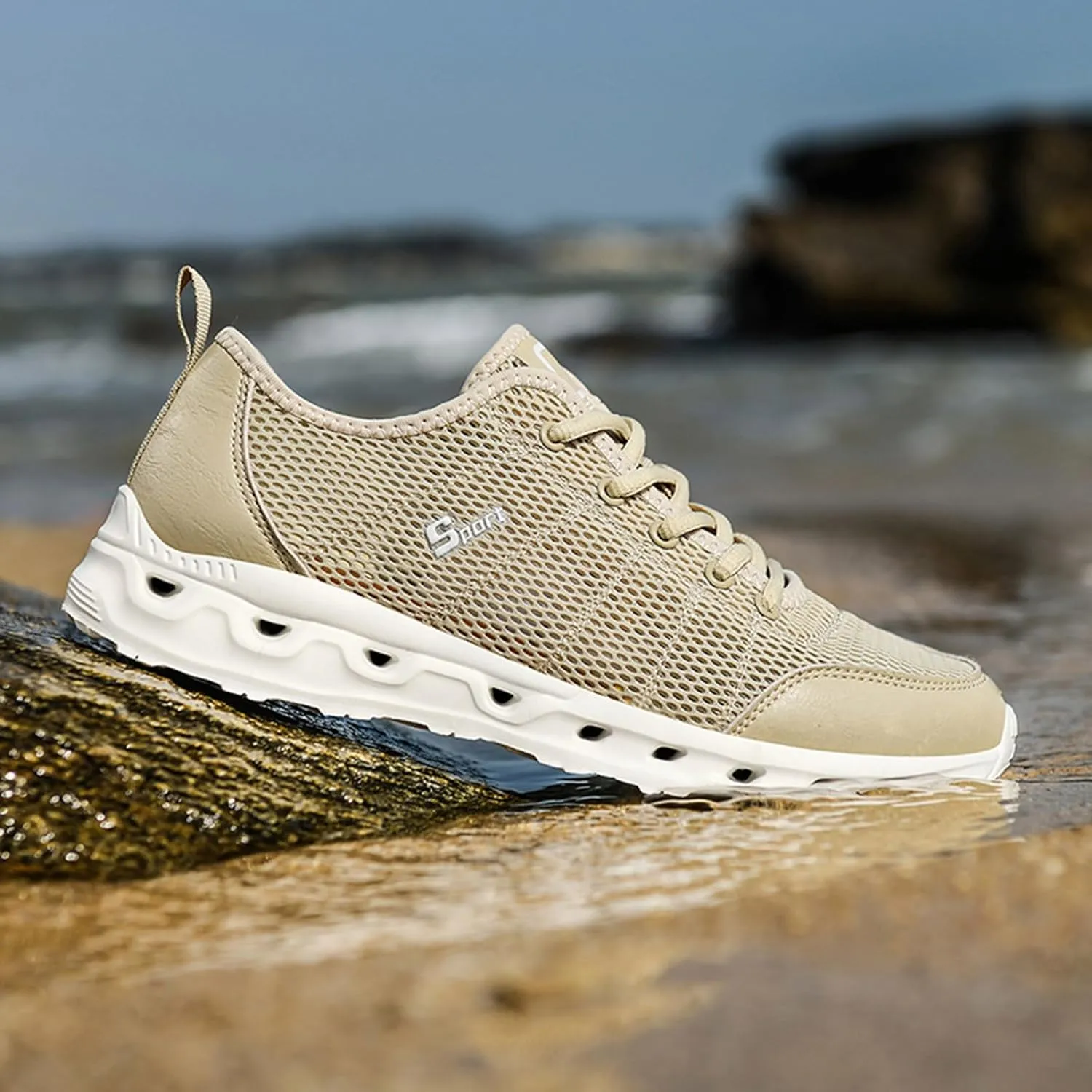 Men's Non Slip Tennis Sneakers Lightweight Breathable Walking Shoe Gym Tennis Breathable Lace Up Shoes for Men
