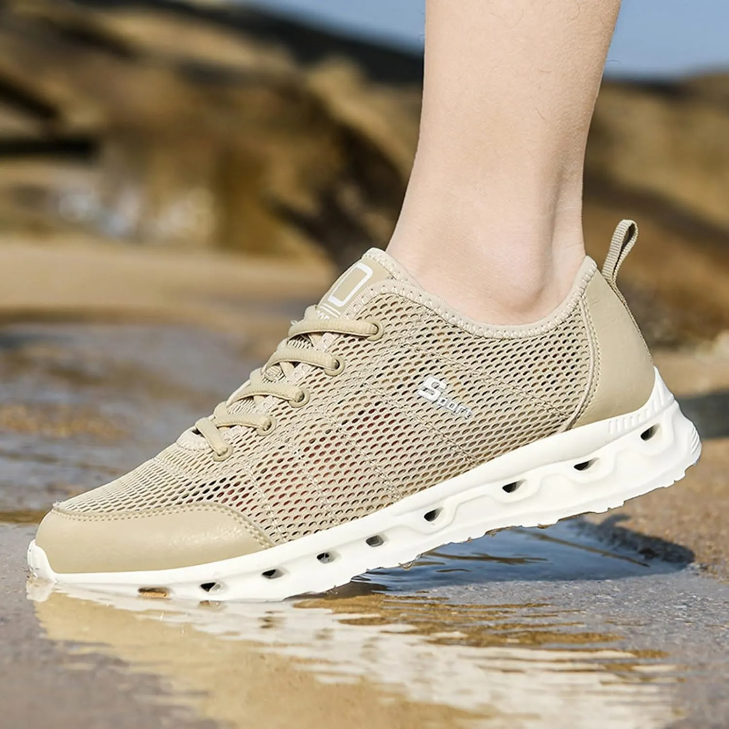 Men's Non Slip Tennis Sneakers Lightweight Breathable Walking Shoe Gym Tennis Breathable Lace Up Shoes for Men