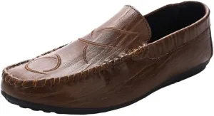 Mens PU Leather Driving Loafers Slip On Lightweight Comfortable Party Casual Shoes Breathable Flexible