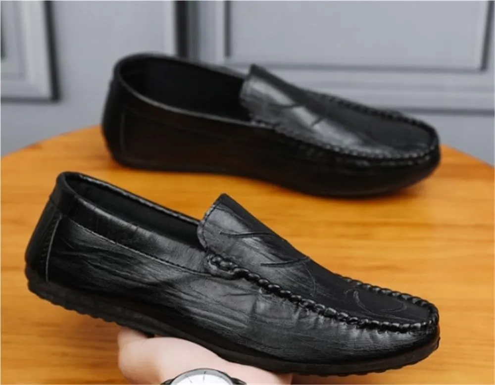 Mens PU Leather Driving Loafers Slip On Lightweight Comfortable Party Casual Shoes Breathable Flexible