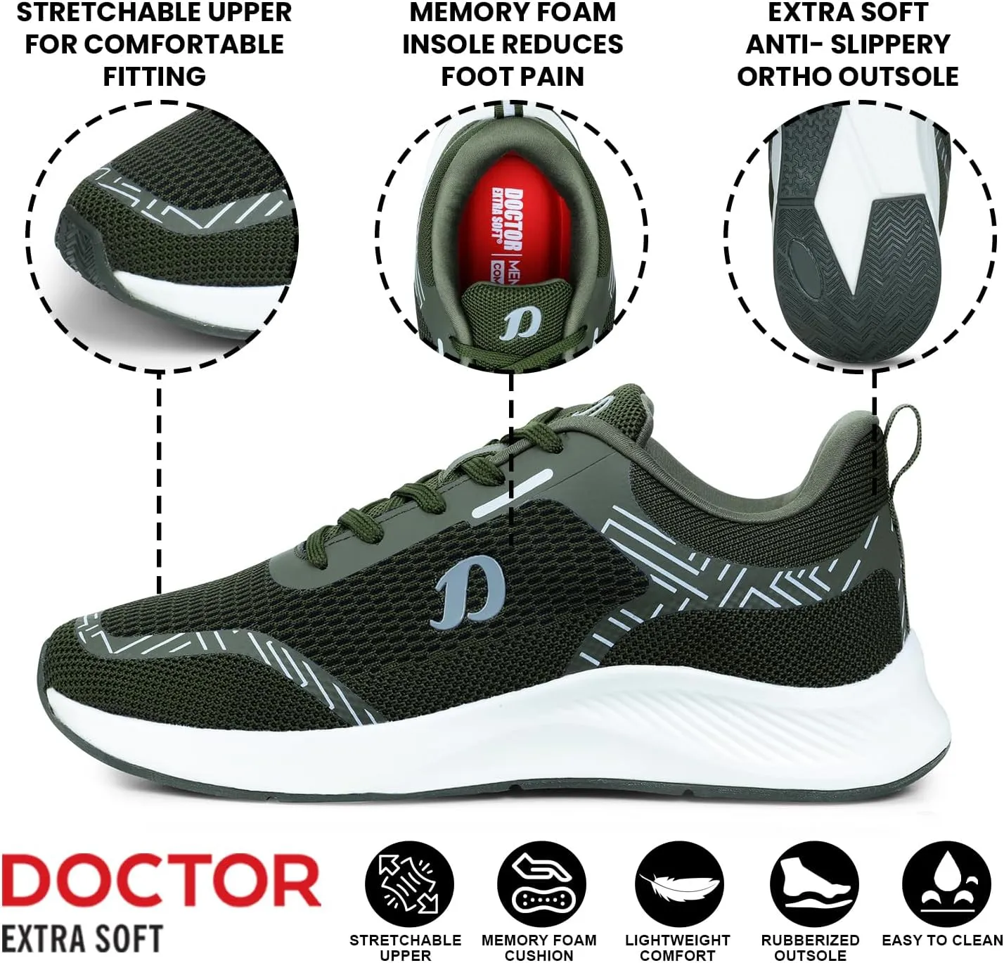 Mens Running Shoe with Memory Foam Insole & Ultrasoft Outsole|Sports,Gym,Training,Walking,Jogging,Casual,Athletics|Lightweight & Comfortable|Slipon Sneaker Lace-Up Gents Boys D-2010
