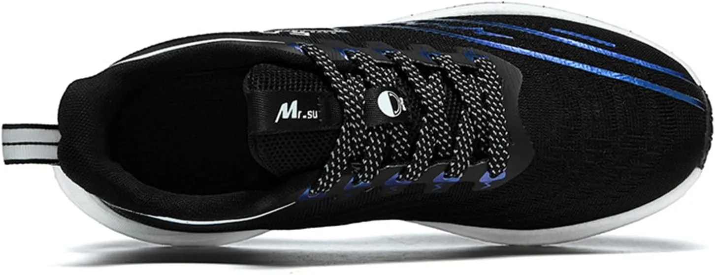 Men's Running Shoes Breathable Anti-Slip Thick Carbon Board Soft Outsole Lightweight Sports Athletic Tatting Fly-Woven Mesh Fashionable Cushioned Sneakers
