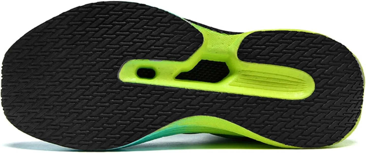 Men's Running Shoes Breathable Anti-Slip Thick Carbon Board Soft Outsole Lightweight Sports Athletic Tatting Fly-Woven Mesh Fashionable Cushioned Sneakers