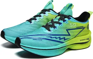 Men's Running Shoes Breathable Anti-Slip Thick Carbon Board Soft Outsole Lightweight Sports Athletic Tatting Fly-Woven Mesh Fashionable Cushioned Sneakers