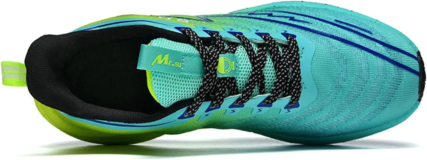 Men's Running Shoes Breathable Anti-Slip Thick Carbon Board Soft Outsole Lightweight Sports Athletic Tatting Fly-Woven Mesh Fashionable Cushioned Sneakers