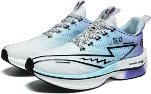 Men's Running Shoes Breathable Anti-Slip Thick Carbon Board Soft Outsole Lightweight Sports Athletic Tatting Fly-Woven Mesh Fashionable Cushioned Sneakers
