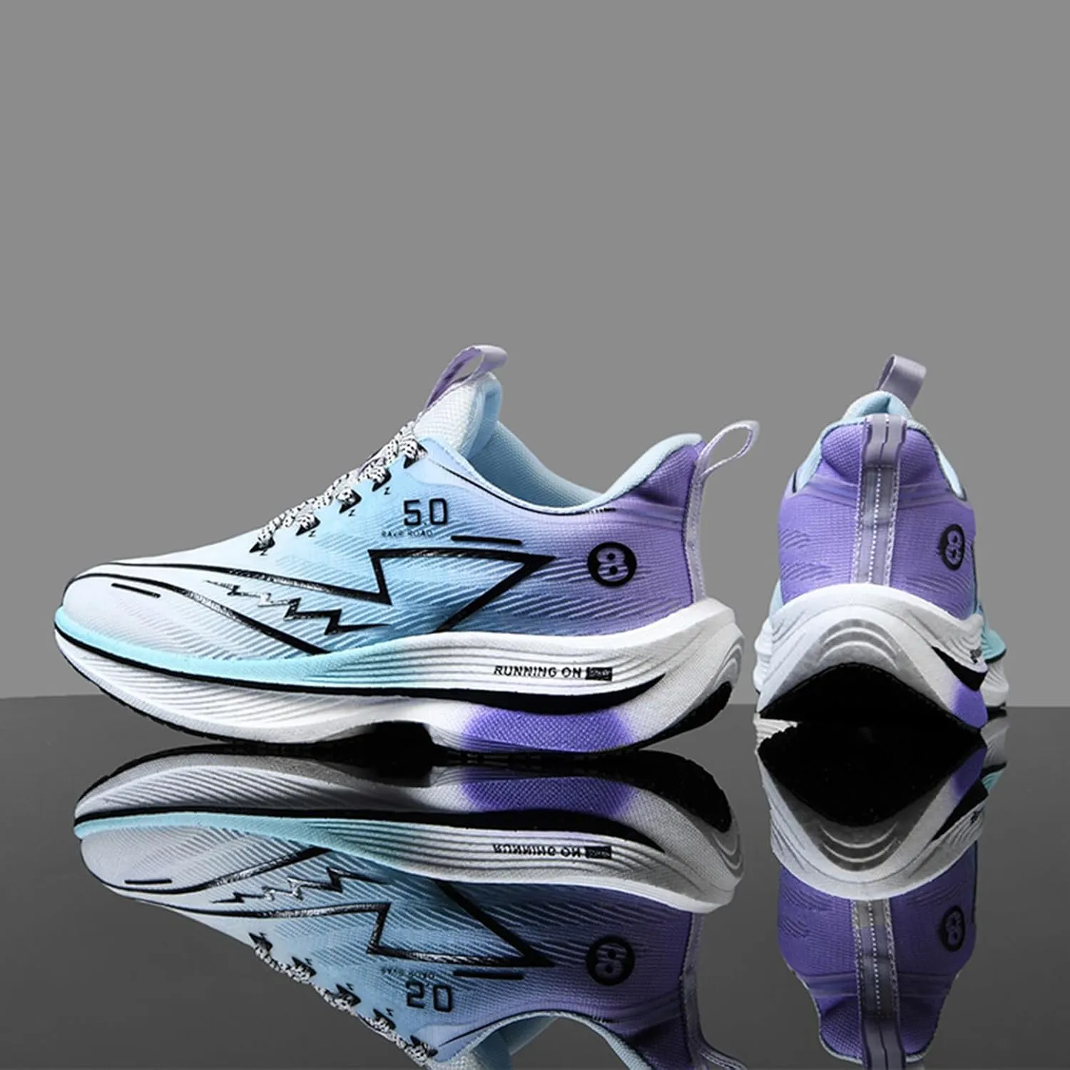 Men's Running Shoes Breathable Anti-Slip Thick Carbon Board Soft Outsole Lightweight Sports Athletic Tatting Fly-Woven Mesh Fashionable Cushioned Sneakers