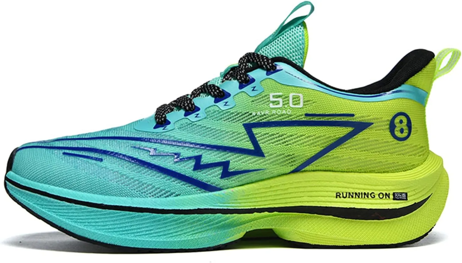 Men's Running Shoes Breathable Anti-Slip Thick Carbon Board Soft Outsole Lightweight Sports Athletic Tatting Fly-Woven Mesh Fashionable Cushioned Sneakers