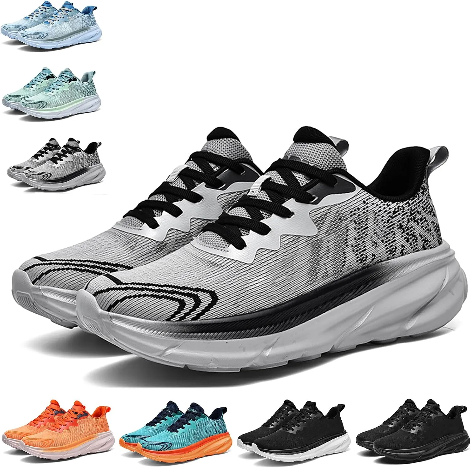 Men's Running Sneakers Shoes Comfortable Platform Cushioned Mens Road Running Shoes Ultra Light Breathable 2025 Casual Walking Tennis Jogging Athletic Trainers