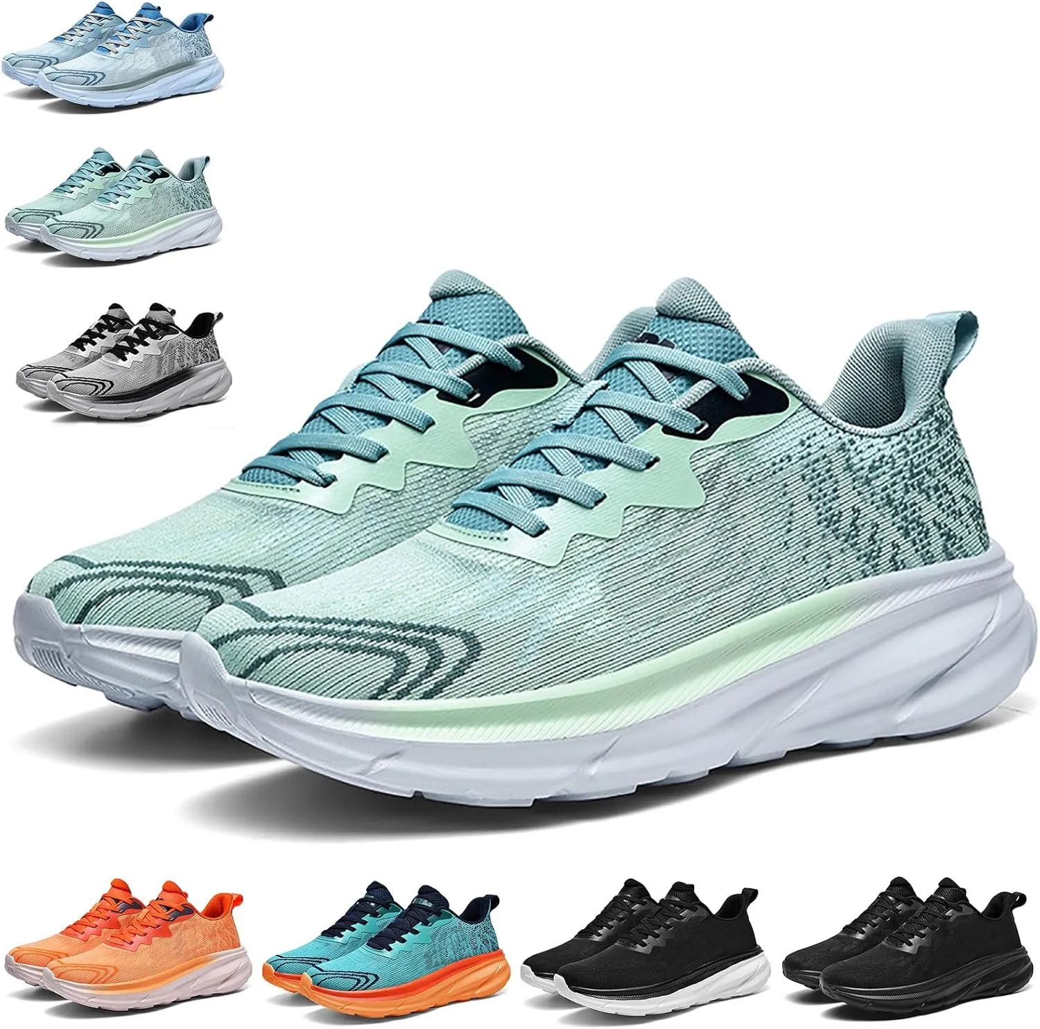 Men's Running Sneakers Shoes Comfortable Platform Cushioned Mens Road Running Shoes Ultra Light Breathable 2025 Casual Walking Tennis Jogging Athletic Trainers