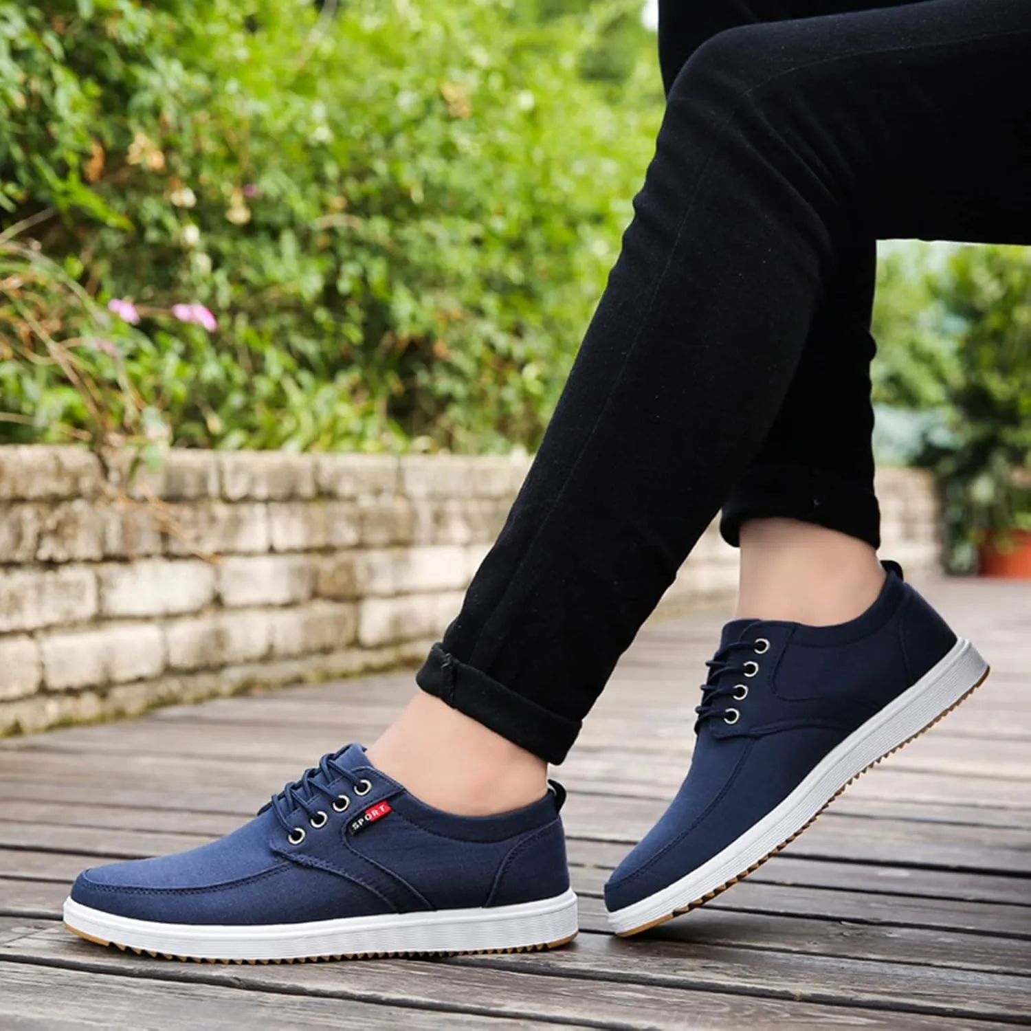 Men's Skate Shoes with Comfortable Sole Lace up Walking Shoes for Men Casual Low Top Boots for Male Daily Work Non Slip Flat Footwear