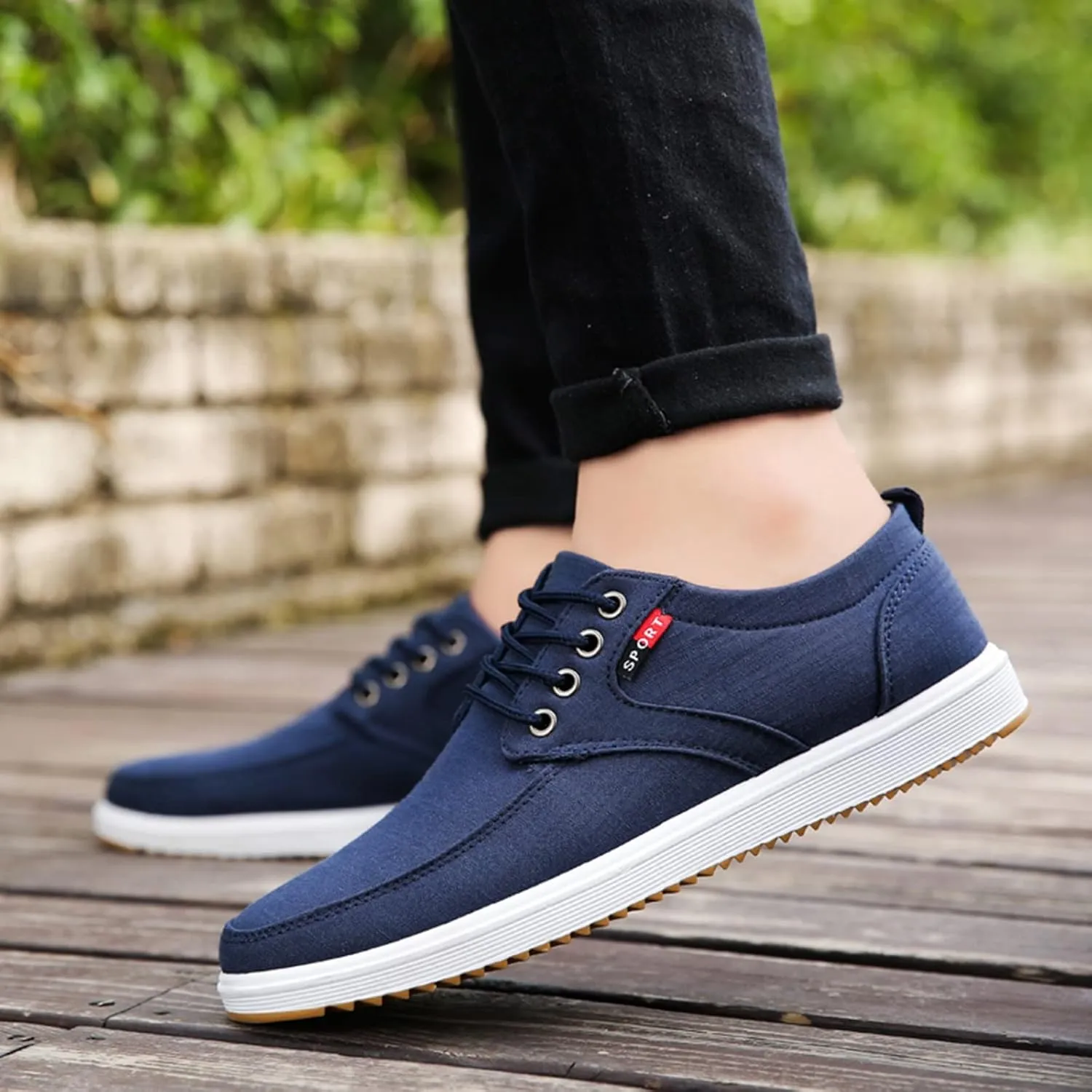 Men's Skate Shoes with Comfortable Sole Lace up Walking Shoes for Men Casual Low Top Boots for Male Daily Work Non Slip Flat Footwear
