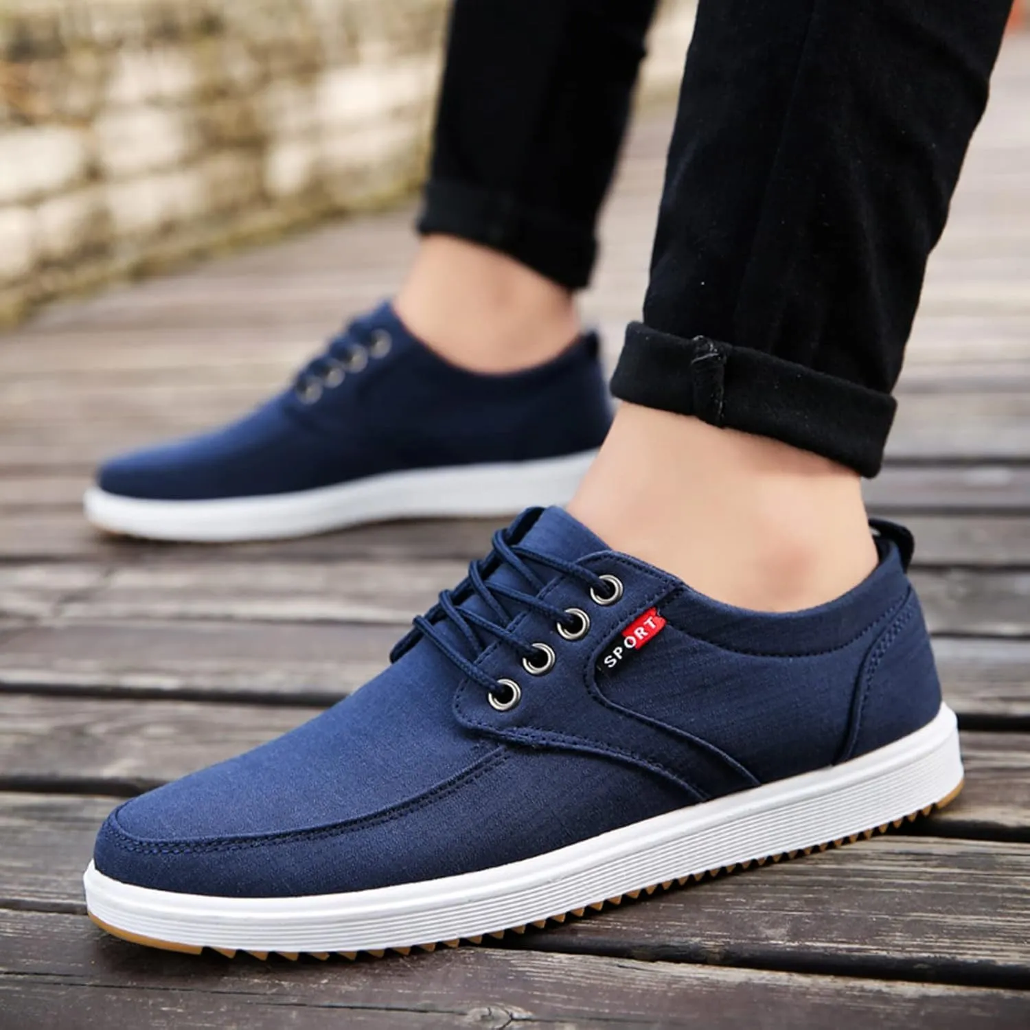 Men's Skate Shoes with Comfortable Sole Lace up Walking Shoes for Men Casual Low Top Boots for Male Daily Work Non Slip Flat Footwear