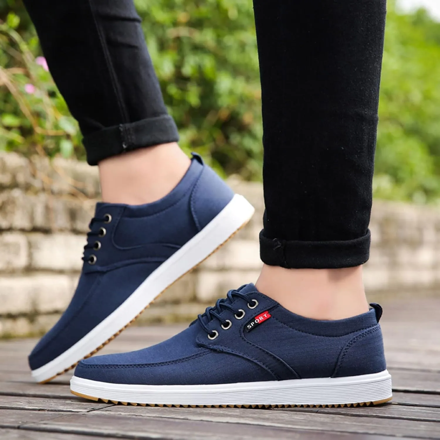 Men's Skate Shoes with Comfortable Sole Lace up Walking Shoes for Men Casual Low Top Boots for Male Daily Work Non Slip Flat Footwear