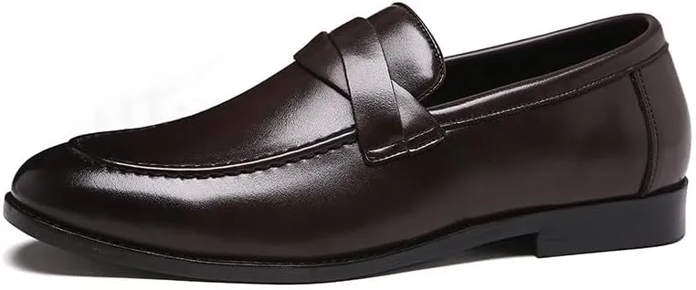 Men's Slip-On Dress Loafers, Classic Moc Toe Penny Loafers for Wedding Formal Business Office Shoes