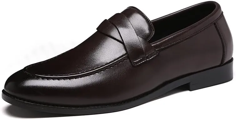 Men's Slip-On Dress Loafers, Classic Moc Toe Penny Loafers for Wedding Formal Business Office Shoes
