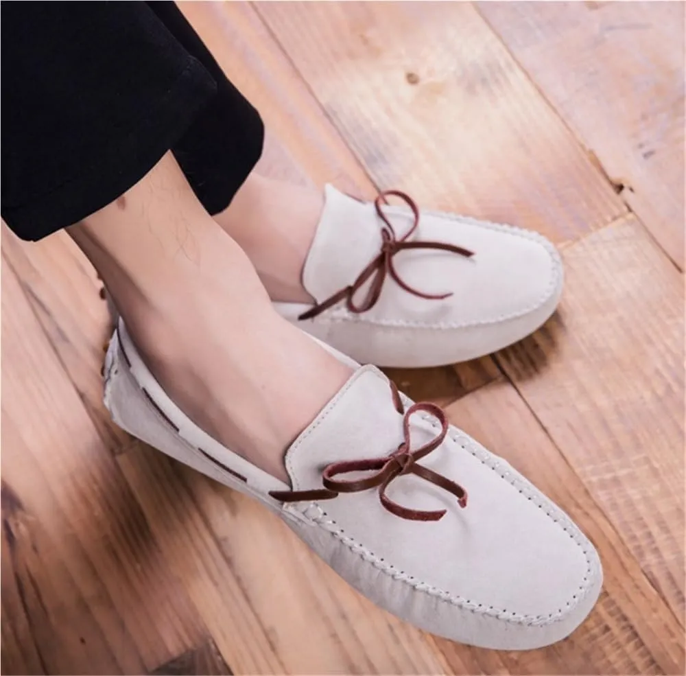Mens Slip On Loafers Lightweight Leather Driving Shoes Flexible Outdoor Casual Comfortable Boat Shoes