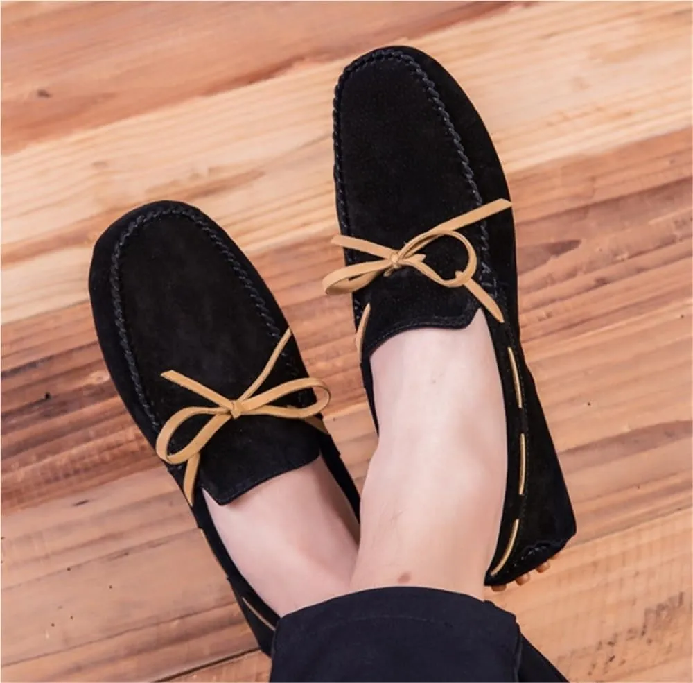 Mens Slip On Loafers Lightweight Leather Driving Shoes Flexible Outdoor Casual Comfortable Boat Shoes