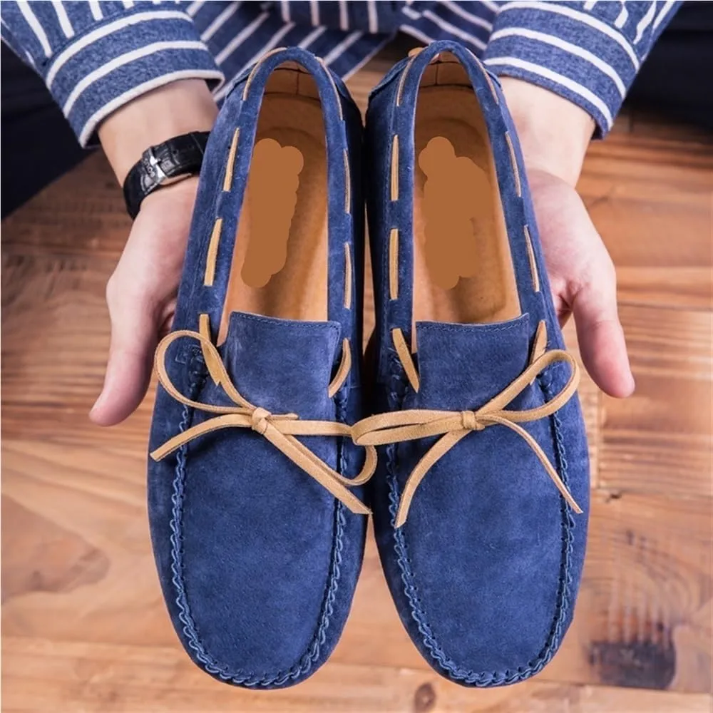 Mens Slip On Loafers Lightweight Leather Driving Shoes Flexible Outdoor Casual Comfortable Boat Shoes