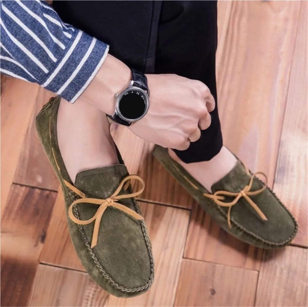 Mens Slip On Loafers Lightweight Leather Driving Shoes Flexible Outdoor Casual Comfortable Boat Shoes
