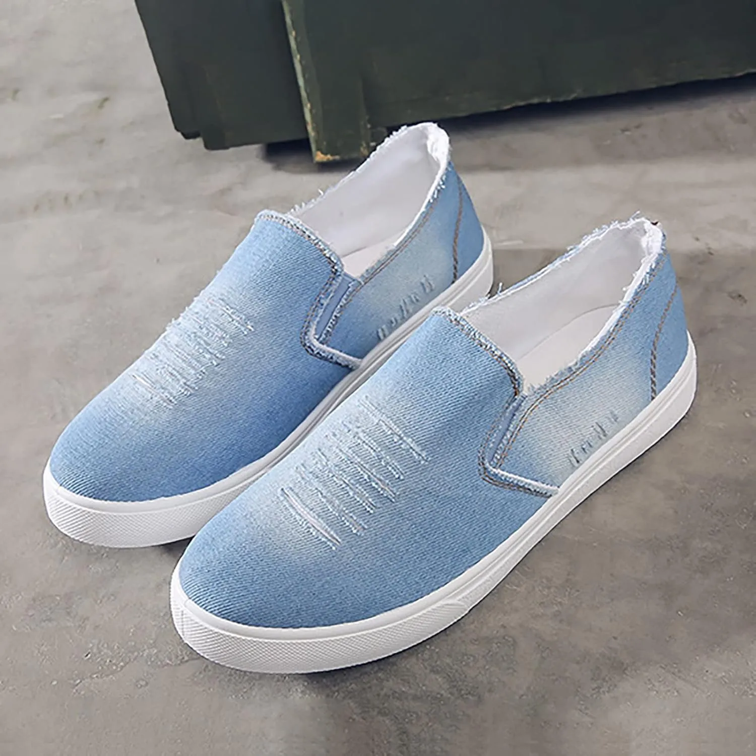 Men's Slip Shoes Men's New Spring and Fisherman's Shoes Canvas Thick Soled Denim Slip On