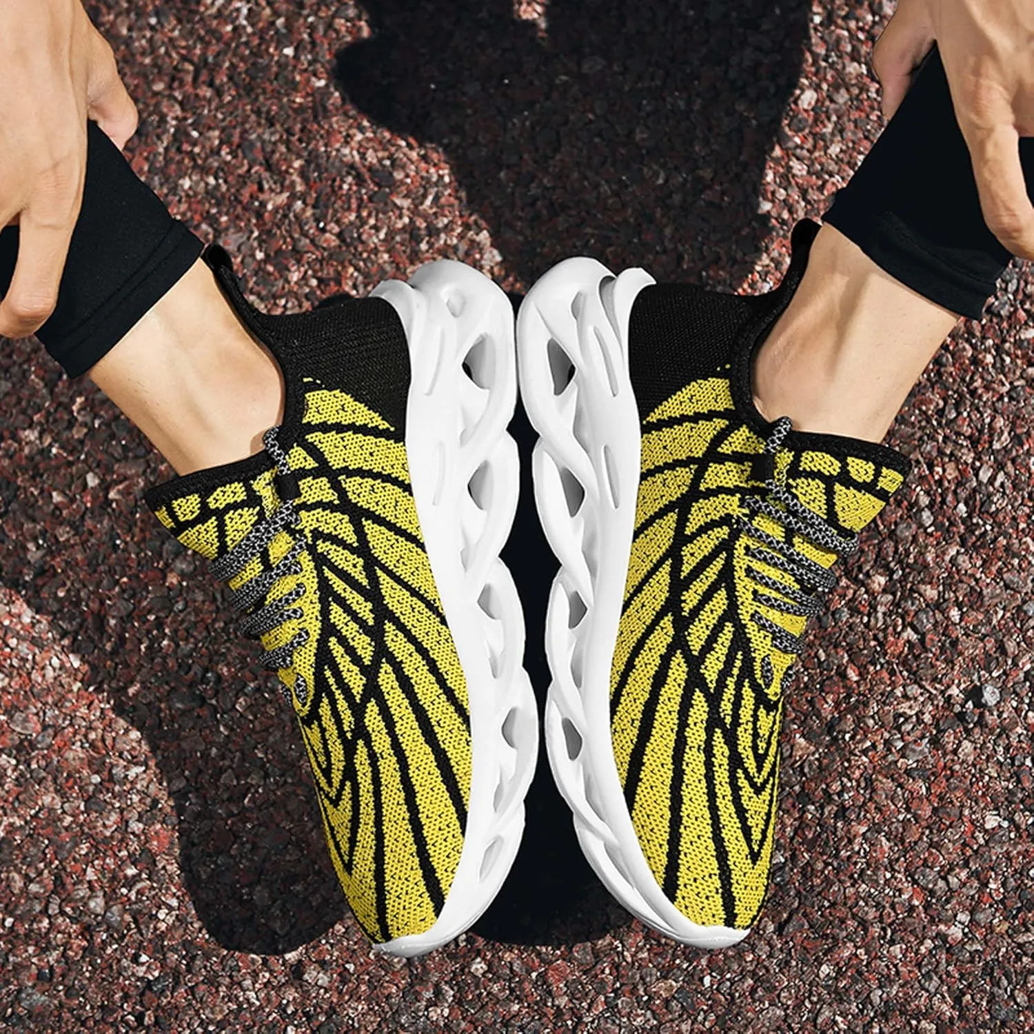 Men's Sports Running Shoes - Breathable Mesh - Fashion Sneakers - Men's Plus Size Basketball Shoes Non-slip Cushioned Walking Shoes - Fitness Tennis Work Shoes