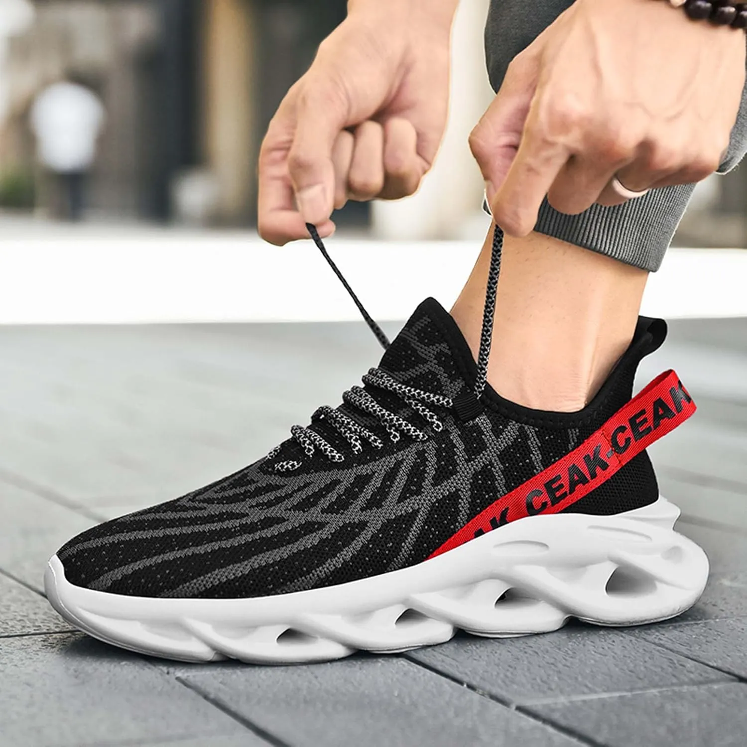 Men's Sports Running Shoes - Breathable Mesh - Fashion Sneakers - Men's Plus Size Basketball Shoes Non-slip Cushioned Walking Shoes - Fitness Tennis Work Shoes