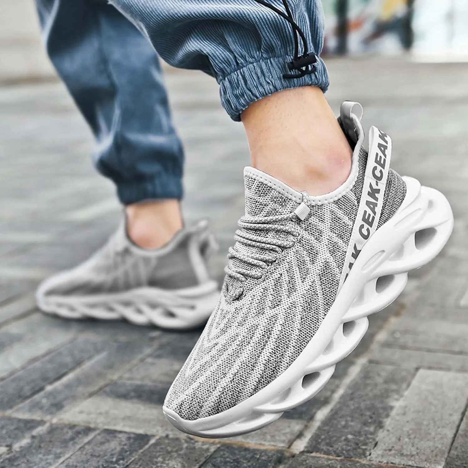 Men's Sports Running Shoes - Breathable Mesh - Fashion Sneakers - Men's Plus Size Basketball Shoes Non-slip Cushioned Walking Shoes - Fitness Tennis Work Shoes