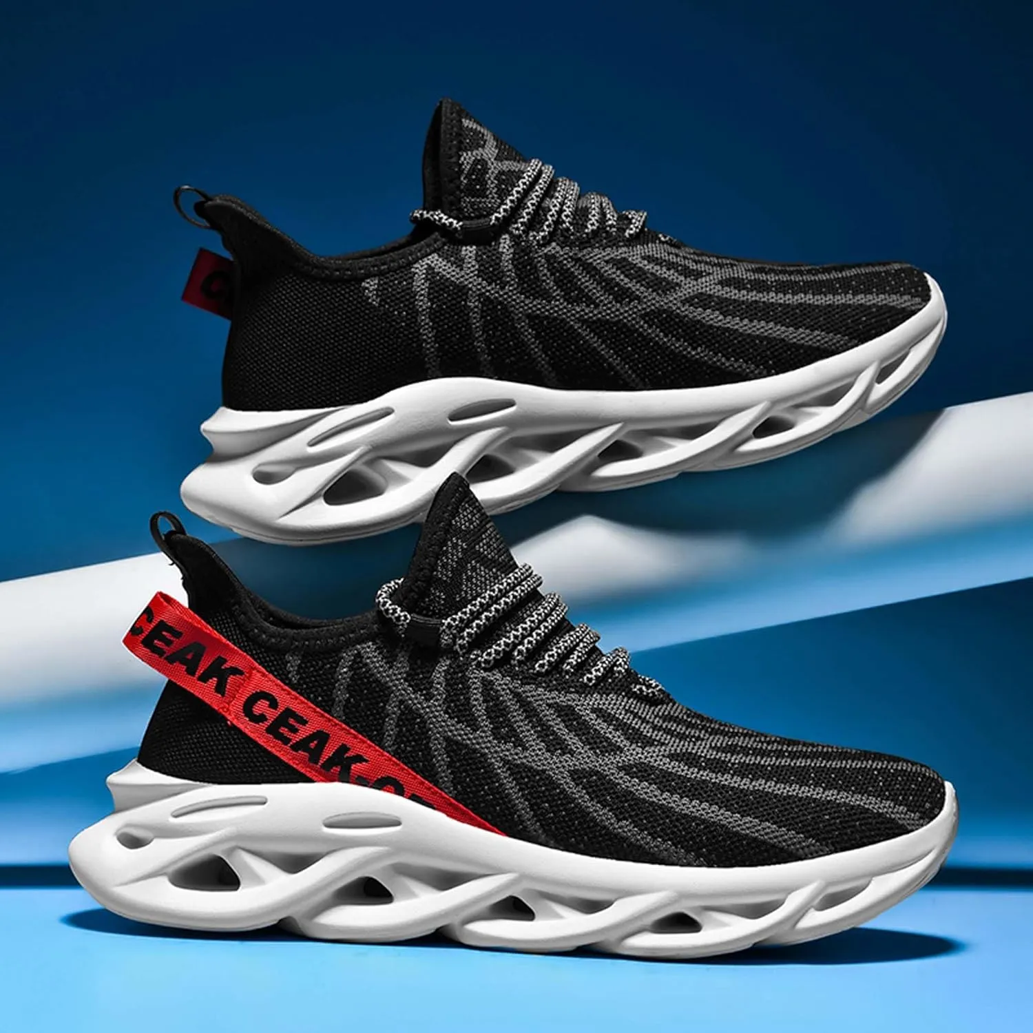 Men's Sports Running Shoes - Breathable Mesh - Fashion Sneakers - Men's Plus Size Basketball Shoes Non-slip Cushioned Walking Shoes - Fitness Tennis Work Shoes