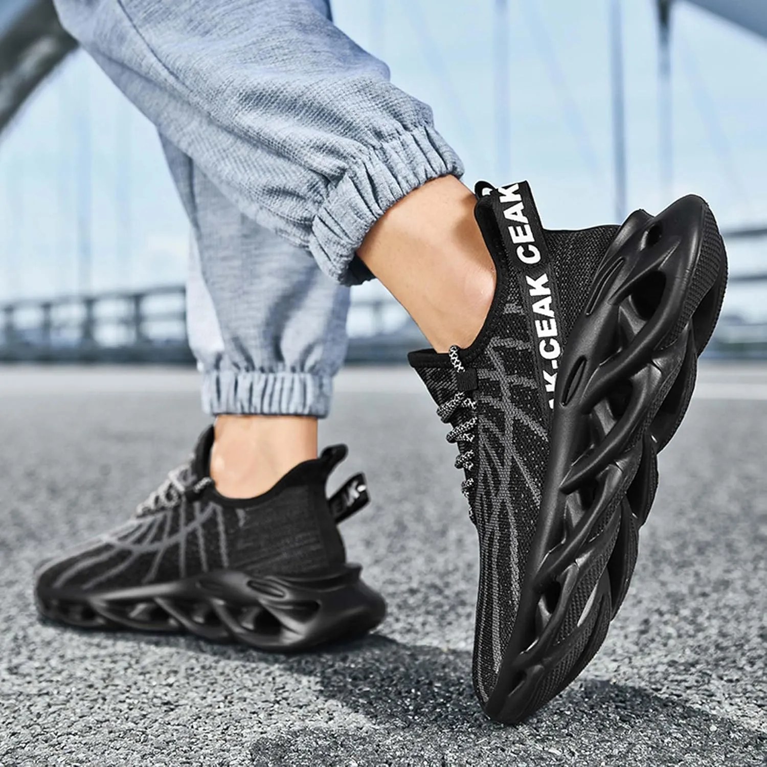 Men's Sports Running Shoes - Breathable Mesh - Fashion Sneakers - Men's Plus Size Basketball Shoes Non-slip Cushioned Walking Shoes - Fitness Tennis Work Shoes