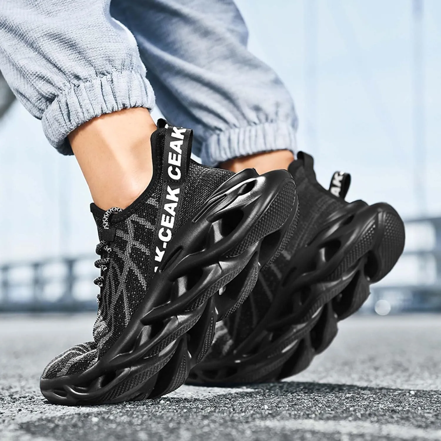 Men's Sports Running Shoes - Breathable Mesh - Fashion Sneakers - Men's Plus Size Basketball Shoes Non-slip Cushioned Walking Shoes - Fitness Tennis Work Shoes