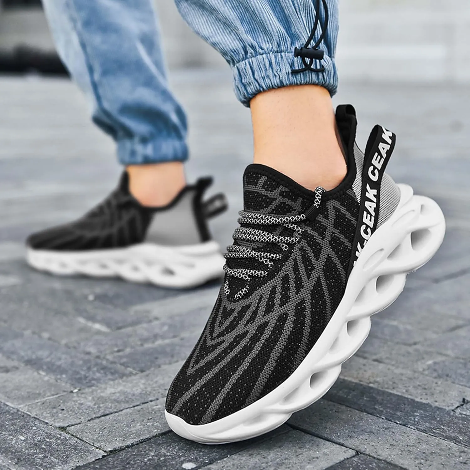 Men's Sports Running Shoes - Breathable Mesh - Fashion Sneakers - Men's Plus Size Basketball Shoes Non-slip Cushioned Walking Shoes - Fitness Tennis Work Shoes
