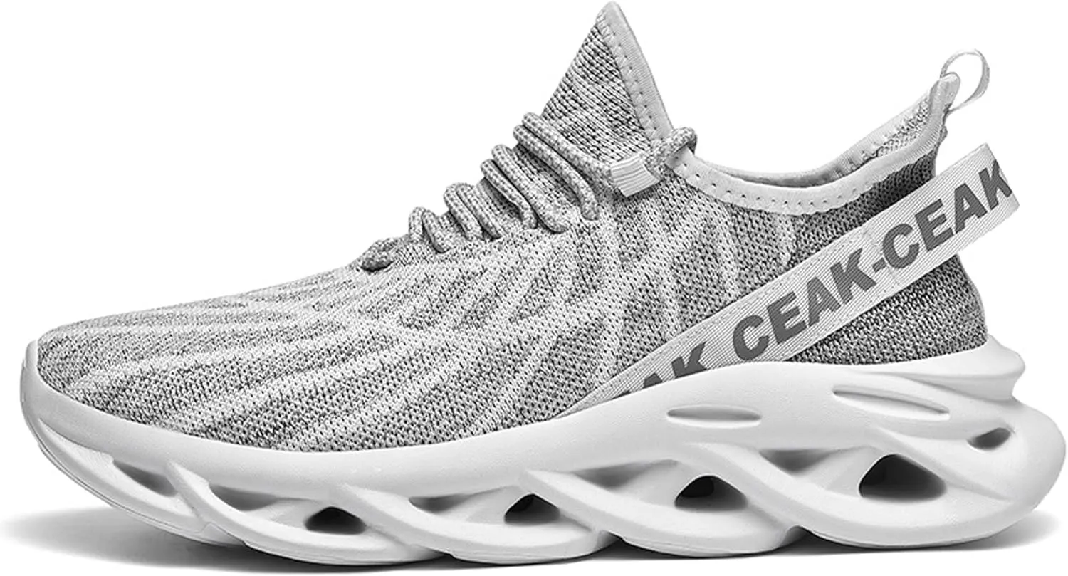 Men's Sports Running Shoes - Breathable Mesh - Fashion Sneakers - Men's Plus Size Basketball Shoes Non-slip Cushioned Walking Shoes - Fitness Tennis Work Shoes