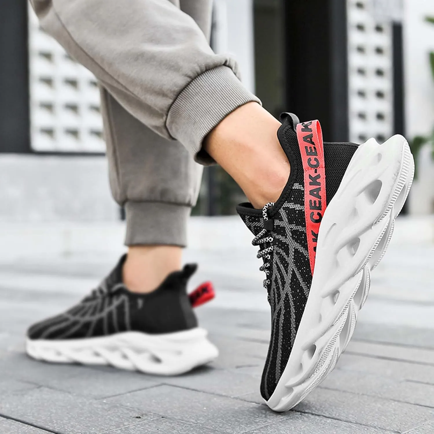 Men's Sports Running Shoes - Breathable Mesh - Fashion Sneakers - Men's Plus Size Basketball Shoes Non-slip Cushioned Walking Shoes - Fitness Tennis Work Shoes