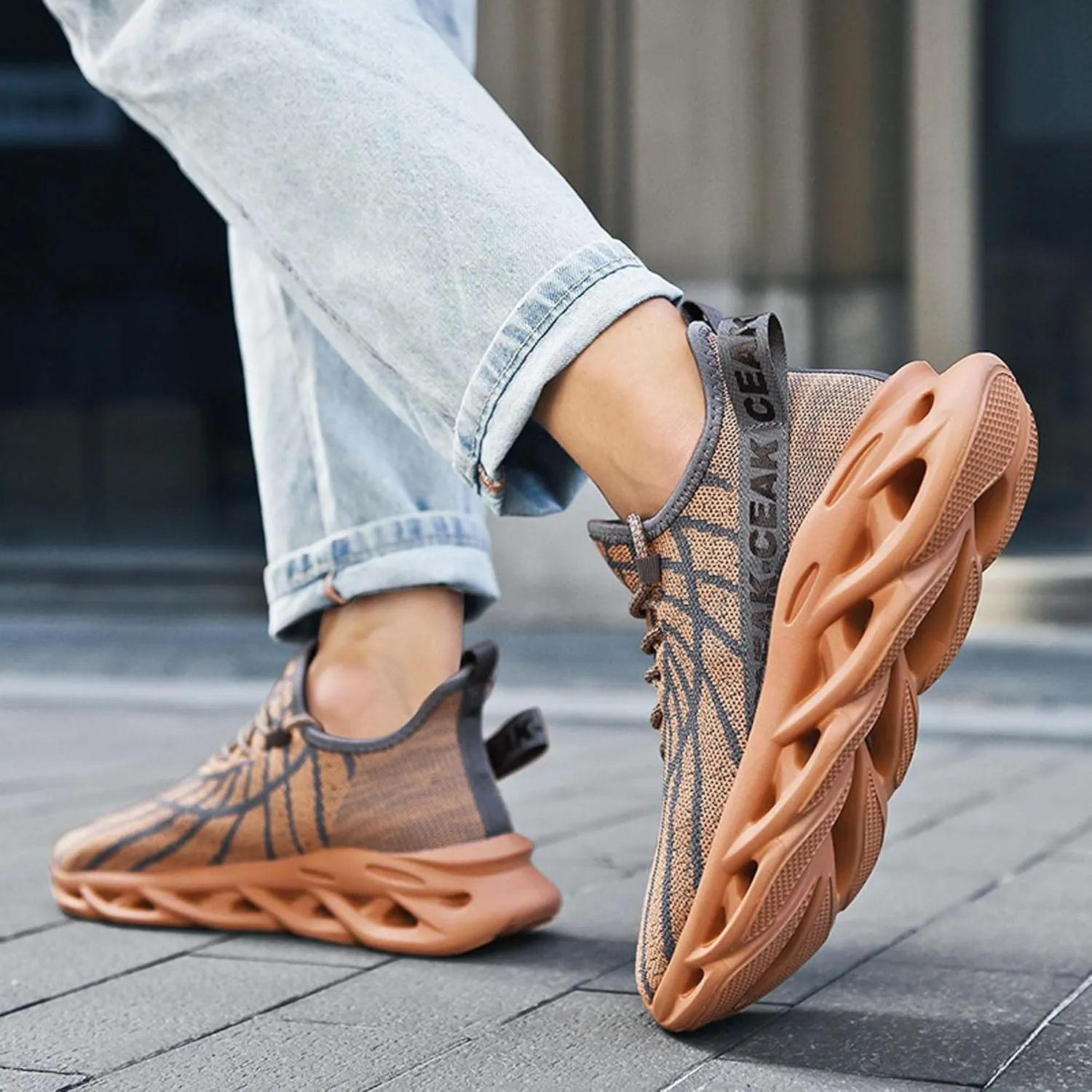 Men's Sports Running Shoes - Breathable Mesh - Fashion Sneakers - Men's Plus Size Basketball Shoes Non-slip Cushioned Walking Shoes - Fitness Tennis Work Shoes