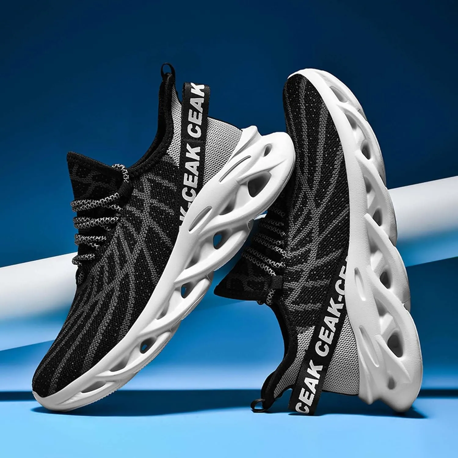 Men's Sports Running Shoes - Breathable Mesh - Fashion Sneakers - Men's Plus Size Basketball Shoes Non-slip Cushioned Walking Shoes - Fitness Tennis Work Shoes