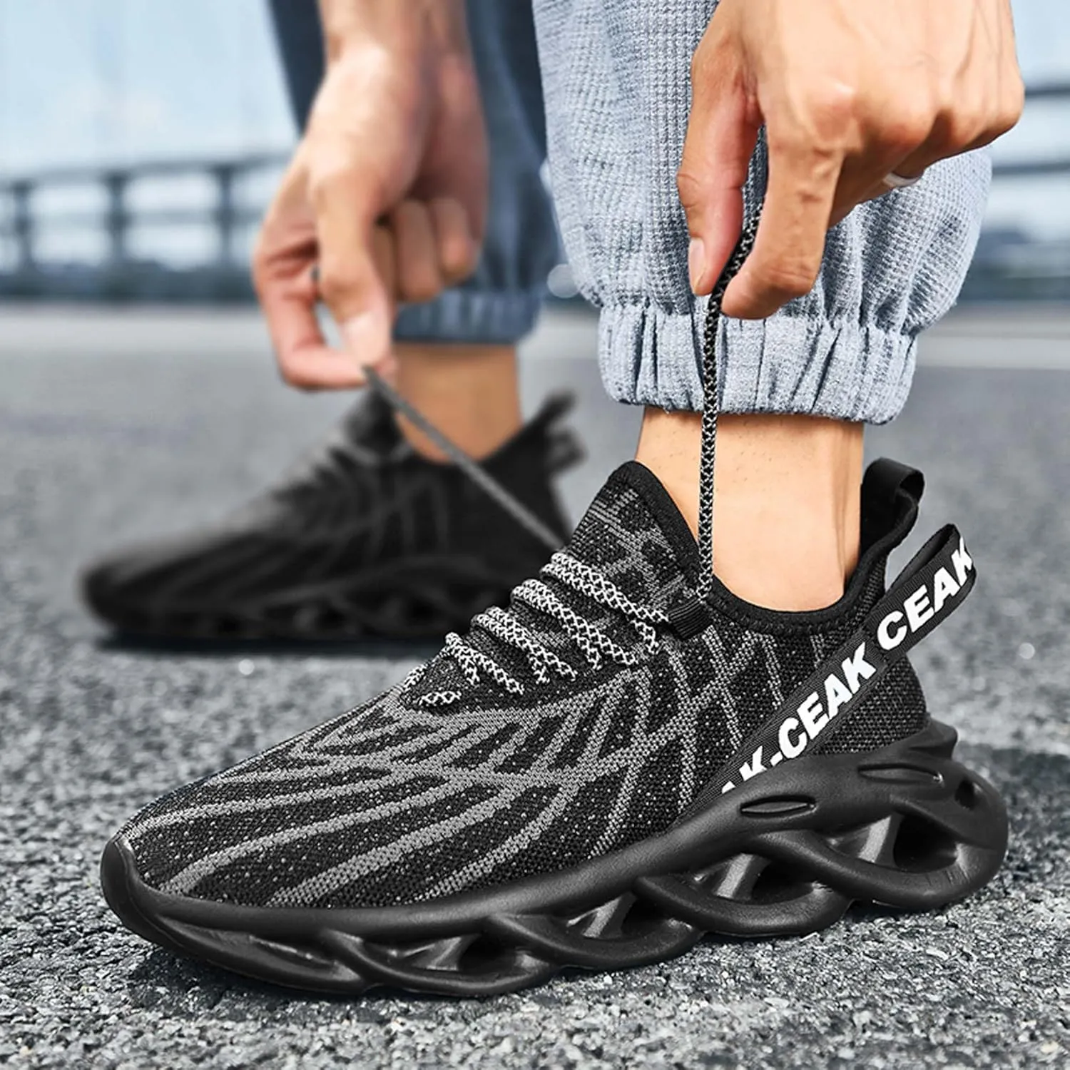 Men's Sports Running Shoes - Breathable Mesh - Fashion Sneakers - Men's Plus Size Basketball Shoes Non-slip Cushioned Walking Shoes - Fitness Tennis Work Shoes