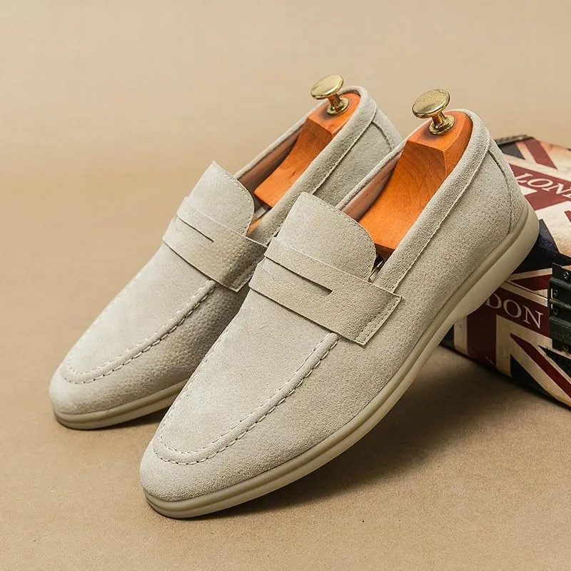 Mens Suede Leather Casual Slip-On Loafer Shoe Mens Loafers Dress Shoes Slip On Driving Shoes Smoking Sllipper