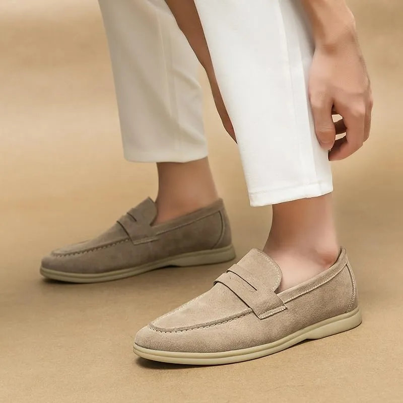 Mens Suede Leather Casual Slip-On Loafer Shoe Mens Loafers Dress Shoes Slip On Driving Shoes Smoking Sllipper