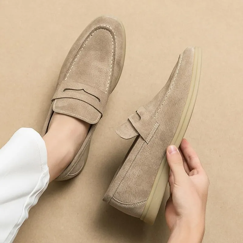Mens Suede Leather Casual Slip-On Loafer Shoe Mens Loafers Dress Shoes Slip On Driving Shoes Smoking Sllipper