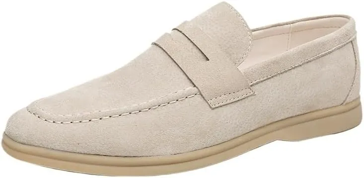 Mens Suede Leather Casual Slip-On Loafer Shoe Mens Loafers Dress Shoes Slip On Driving Shoes Smoking Sllipper