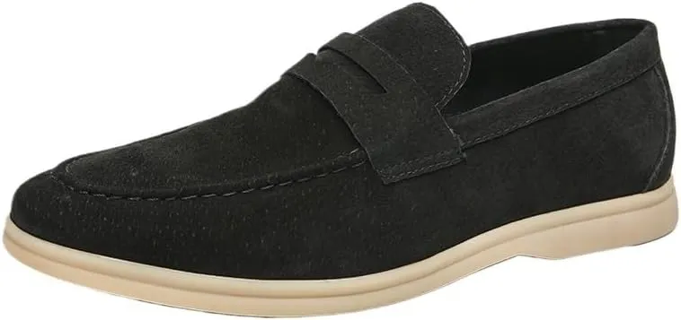 Mens Suede Leather Casual Slip-On Loafer Shoe Mens Loafers Dress Shoes Slip On Driving Shoes Smoking Sllipper