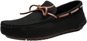 Men's Suede Nubuck Leather Loafers - Round Toe Boat Driving Shoes, Comfortable & Flexible Lightweight Slip-on for Parties