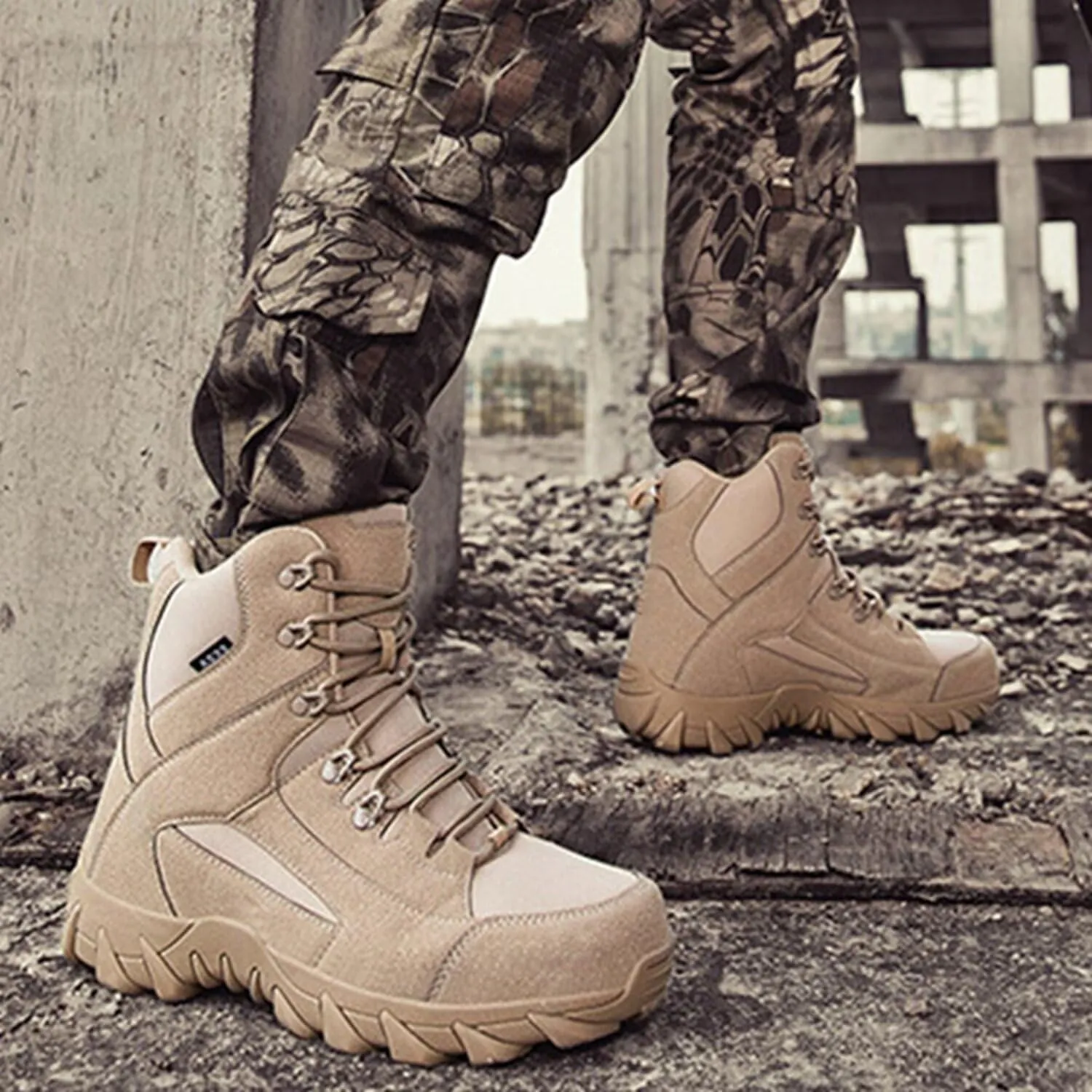 Men's Tactical Boots Lightweight Work Boots for Durable Suede Leather Military Breathable Jungle Desert Combat Boots