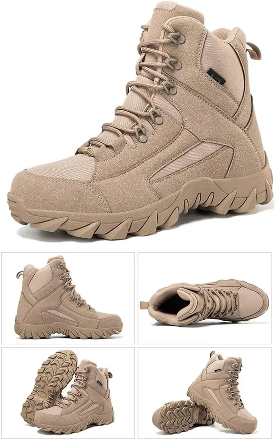 Men's Tactical Boots Lightweight Work Boots for Durable Suede Leather Military Breathable Jungle Desert Combat Boots