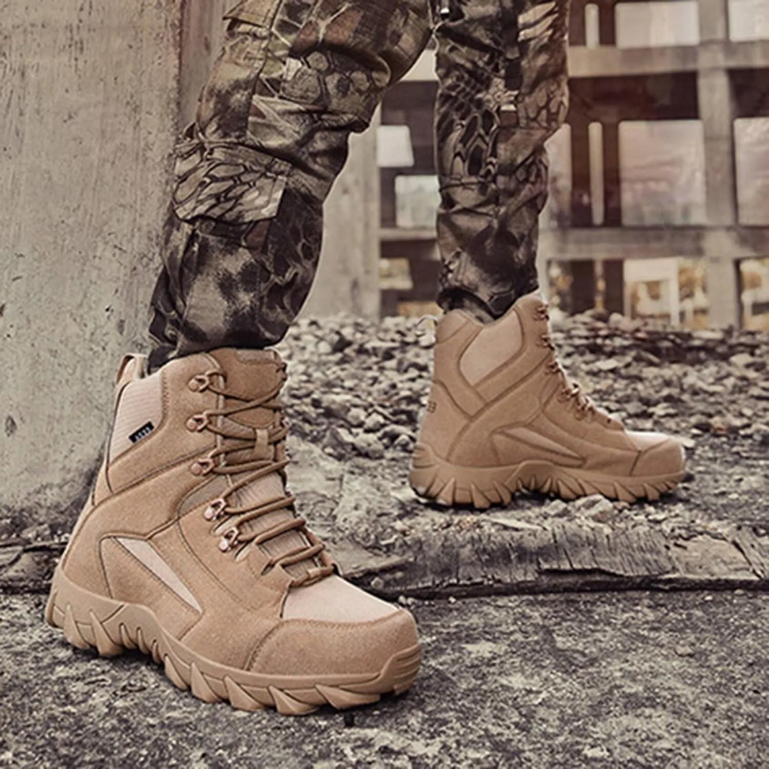 Men's Tactical Boots Lightweight Work Boots for Durable Suede Leather Military Breathable Jungle Desert Combat Boots